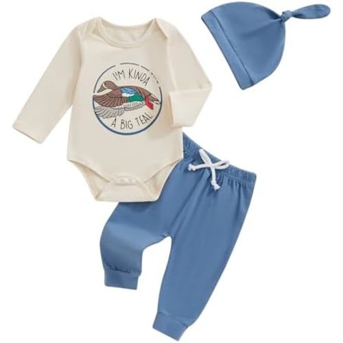 Baby Boys Duck Hunter Clothes Mallard Duck Long Sleeve Bodysuit Romper Legging 3Pcs Toddler Baby Hunting Outfit Stuff