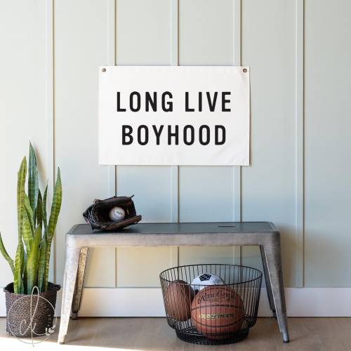 long live boyhood canvas flag | boy room wall decor | canvas flag | kids room artwork | boys bedroom decor | nursery decor