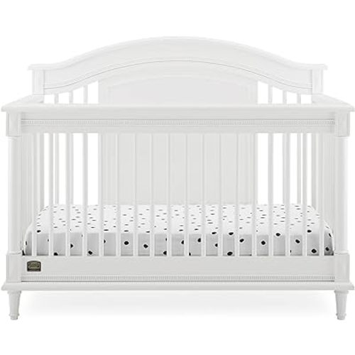 Delta Children Simmons Kids Juliette 6-in-1 Convertible Crib with Toddler Rail, Greenguard Gold Certified, Bianca White