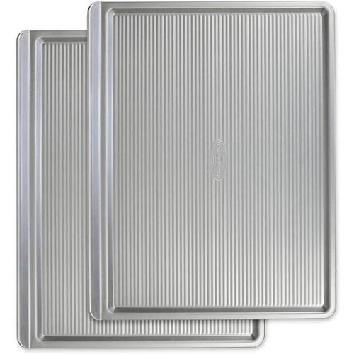 USA Pan Bakeware Cookie Sheet, Warp Resistant Nonstick Baking Pan, Made in the USA from Aluminized Steel, Large Set of 2
