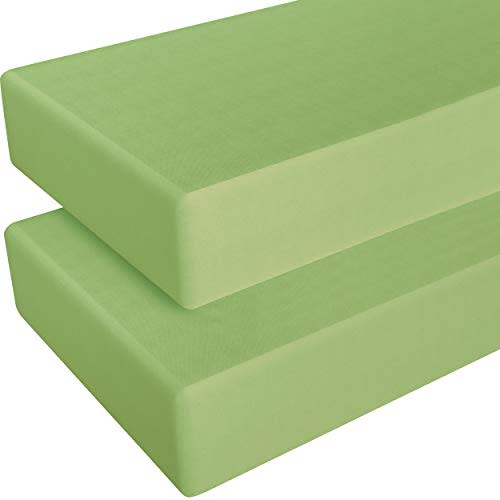 NTBAY 2 Pack 100% Brushed Microfiber Fitted Crib Sheet, Super Soft and Cozy 28x52 Crib Sheet for Standard Crib and Toddler Mattresses, Boys, Girls, Unisex, Green, 28x52 Inches