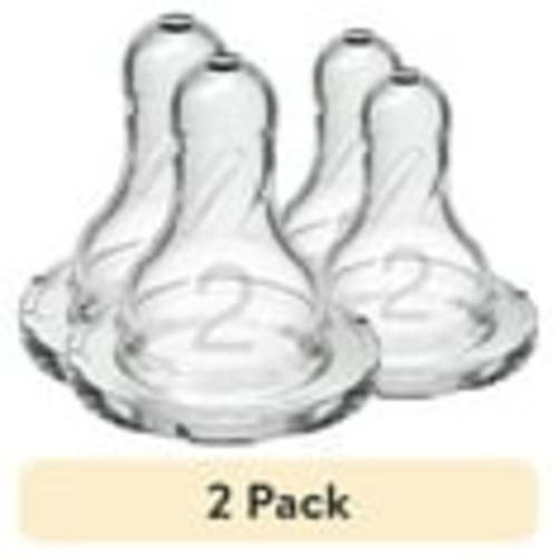 (2 pack) Dr. Brown's Natural Flow Level 2 Narrow Baby Bottle Silicone Nipple, Medium Flow, 3m+, 100% Silicone Bottle Nipple, 2 Pack