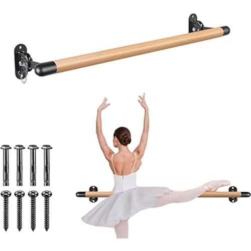 BeneLabel Wall Mount Ballet Barre Solid Wood Dance Bar with Height Adjustable Metal Brackets for Dance Training