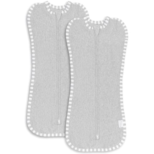 Comfy Cubs Swaddle Blanket Baby Girl Boy Easy Zipper Wrap 2 Pack Infant (Large 3-6 Months, Grey)