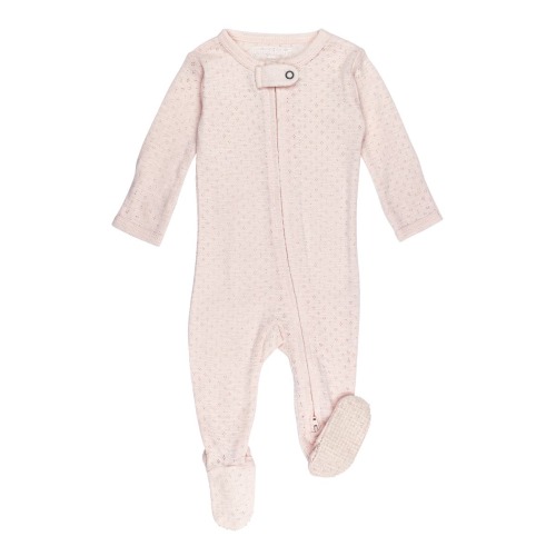 Organic Cotton Pointelle Zip Footie, 3-6m (12-16 lbs)