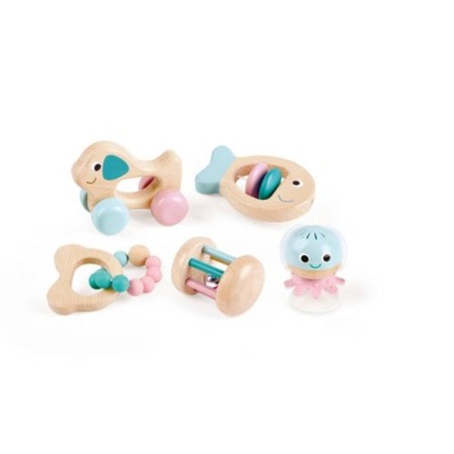 Hape Multi-Stage Sensory Rattle & Teether Gift Set - 5pk