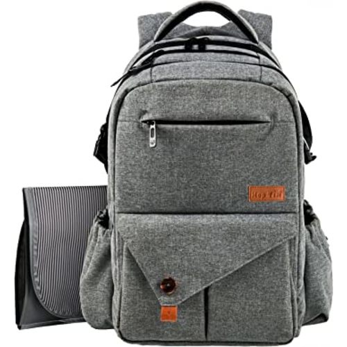 Hap Tim Multi-Function Large Baby Diaper Bag Backpack with Stroller Straps, Insulated Pockets, Changing Pad, Stylish & Anti-Water Material(Gray-5284)