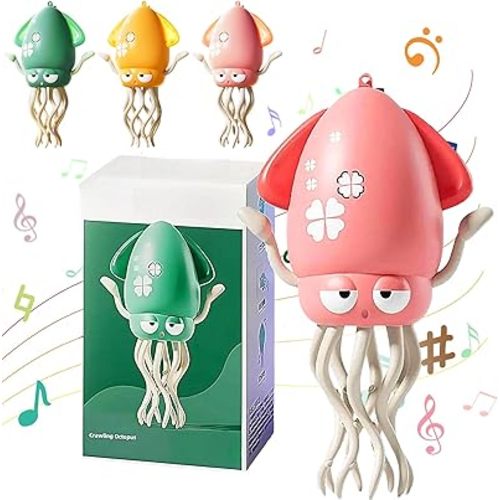Dancing Octopus Toy, Electric Smart Tentacle Explorer, Automatic Magic Crawling Dancing Squid Obstacle Sensor Toy with LED Music Crazy 8-Leg Action Crawling Octopus for Kids