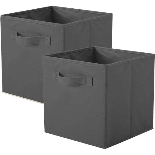 PinkSheep Collapsible Fabric Cube Storage Bins, 11" Cube Organizer Basket Bin, 2 Pack, Darkgray