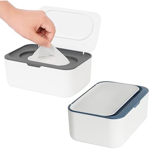 2 Pack Wipes Dispenser, Wipe Holder for Baby & Adult, Seposeve Refillable Wipe Container, Keeps Wipes Fresh, One-Handed Operation. Non-Slip, Easy Open/Close Wipes Pouch Case