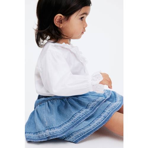 FLOUNCED DENIM SKIRT