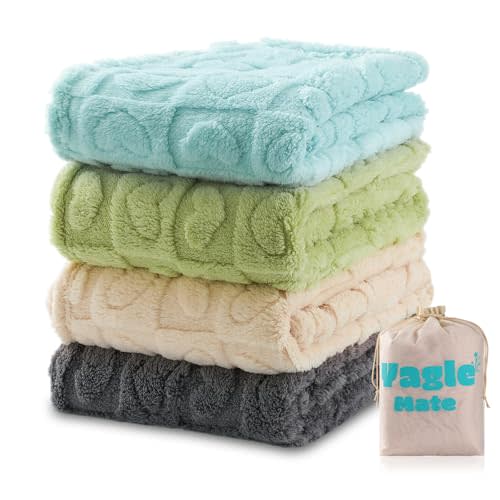 4 Pcs Baby Blankets for Boys Soft Toddler Small Blanket for Daycare, Fleece Kid Mini Blanket for Crib Baby Shower, 30 X 40, Blue Green White Grey