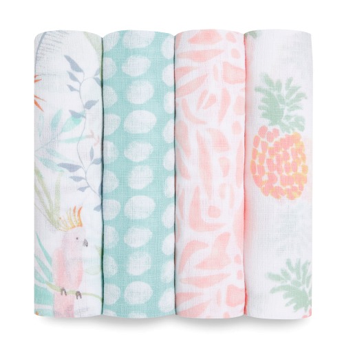 Tropical Cotton Muslin Swaddl 4pk | aden + anais