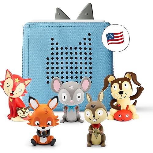 Toniebox Audio Player Starter Set with Counting Songs, Bedtime Songs, Sing-Along Songs, Travel Songs, and Playtime Puppy - Listen, Learn, and Play with One Huggable Little Box - Light Blue