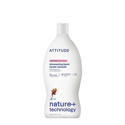 ATTITUDE Dish Soap, EWG Verified, Plant-Based & Vegan Dishwashing Liquid, Naturally Derived, Unscented, 23.7 Fl Oz