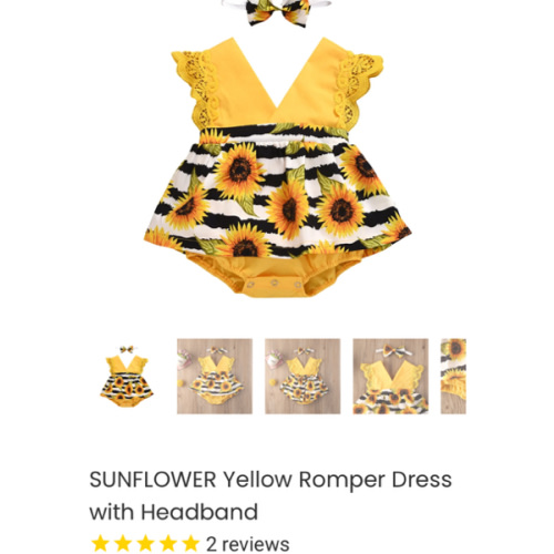 SUNFLOWER Yellow Romper Dress with Headband - Hazel & Bo