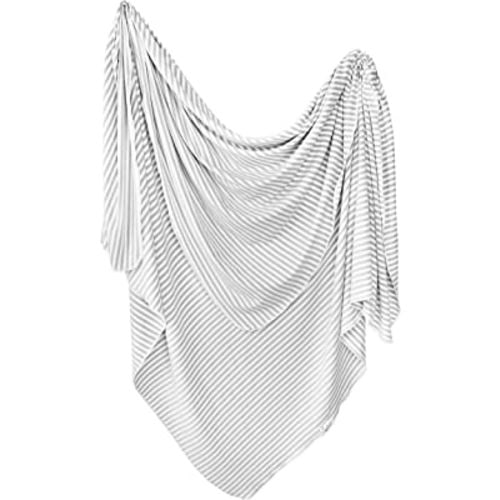 Copper Pearl Large Premium Knit Baby Swaddle Receiving Blanket Grey and White Everest