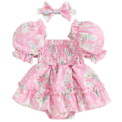 Newborn My 1st Easter Outfits Baby Girls Bunny Dress Romper Cute Smocked Dresses Onepiece Clothes