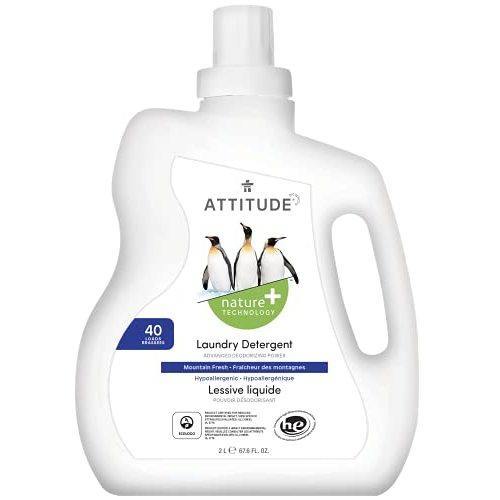 ATTITUDE Laundry Detergent, Plant and Mineral-Based Formula, He, Vegan and Cruelty-free Washing Machine and Household Products, Mountain Fresh, 40 Loads, 67.6 Fl Oz