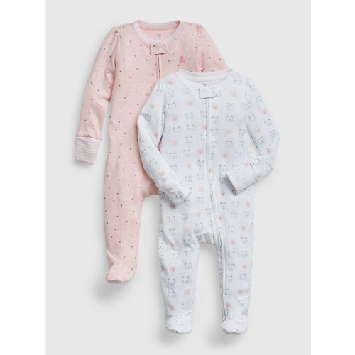 Baby 100% Organic Cotton First Favorite One-Piece (2-Pack) in pink dot, size: Up To 7lb