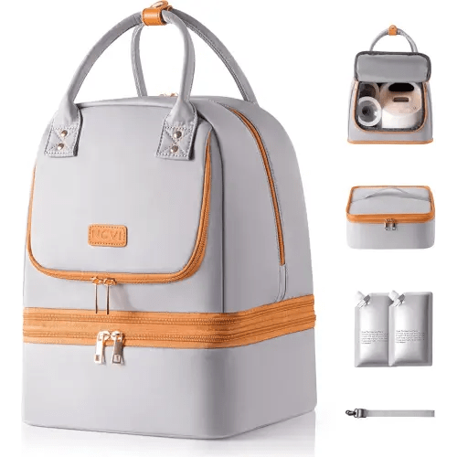 NCVI Breast Pump Bag for Spectra S1/S2, Breast Milk Cooler Travel Bag with Ice Pack, Double Layer Removable Breast Pump Backpack for Working Moms, Insulated Cooler Bag for Bottle & Nursing Essentials