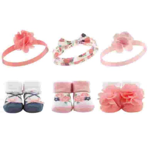Hudson Baby Headband and Socks Giftset, 6-Piece, 0-9 Months
