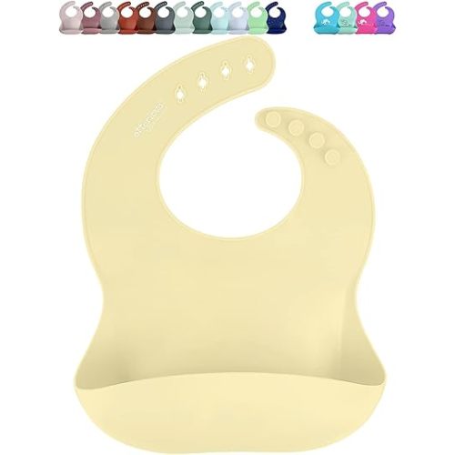 otterlove Silicone Bib – 100% Pure Platinum LFGB Baby Bibs with No Fillers – Wide Food Catching Pocket – Easy Clean – Mess Proof – Dishwasher Safe – BPA and Phthalate Free