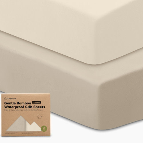 KeaBabies 2-Pack Isla (Protect+) Waterproof Crib Sheets - Ecru