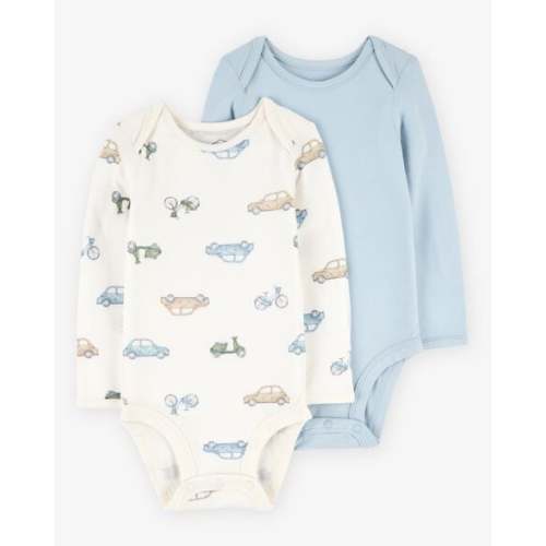 Baby 2-Pack Long-Sleeve PurelySoft Bodysuits - Blue/Ivory - Carter's | Carter's