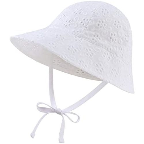 Baby Girl Sun Hats Cotton Toddler Summer Cap Girls Wide Brim Bucket Hat Infant Flower Hats Beach Sun Protection