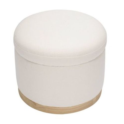 Babyletto Naka Storage Ottoman With Light Wood Base - Greenguard Gold Certified - Performance Cream