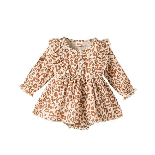 aichilra Toddler Baby Girl Fall Winter Outfit Infant Rompers Dress Baby Ruffle Bodysuit Jumpsuit Clothes 0-24 Months
