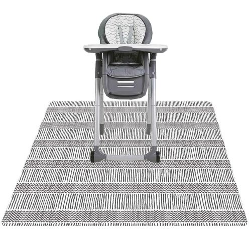 Splat Mat for Under High Chair/Arts/Crafts, Triluby 51" Waterproof Non Slip Food Splash Mat for Eating Mess, Washable Weaning Mat Reusable Spill Floor Protector (Stripe)