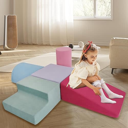 Soft Foam Climbing Blocks Luxury Antistatic Corduroy Fabric,Toddler Climbing Toys Indoor Soft Play Climbing for Toddlers,Climb and Crawl Activity Play Set for Toddler, Infant