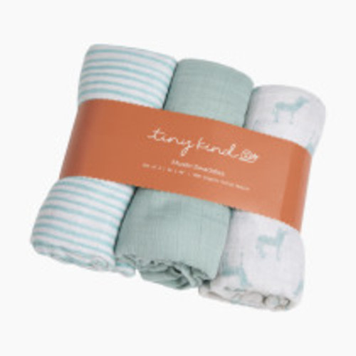 Tiny Kind Muslin Swaddle (3 Pack) - Ashley Blue Zebra