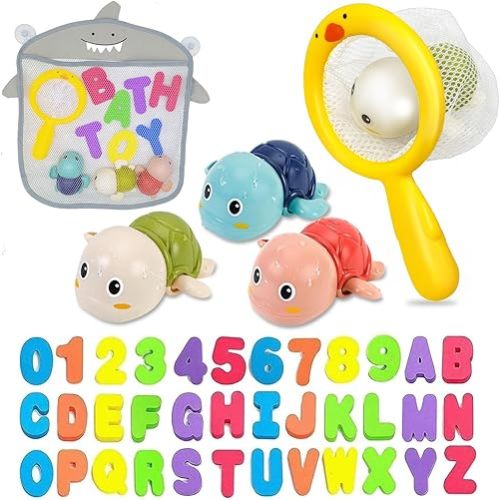 Bath Toys For Toddlers 1-3 - Mold Free Bath Toys Baby Pool Toys Toddler Age 1-2-4 Bath Toys For Infants 6-12 Months 1 2 3 4 Year Old Girl Boys Gifts Wind-Up Bathtub Toys For Baby Water Tub Toys