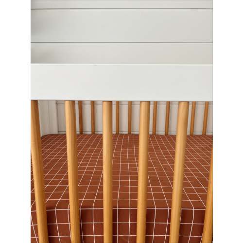 Stretch Mini Crib Sheet, Truffle Windowpane