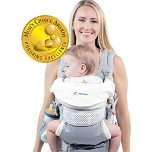 Organic Baby Carrier New Born to Toddler –Infant & Child Carrier with Lumbar Support for Men & Women –Baby Backpack Carrier for Hiking -Baby Holder & Sling Carrier- Mesh Grey