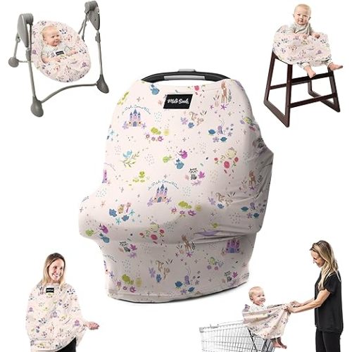 Milk Snob Disney's A Wish Come True 5-in-1 Cover, Added Privacy for Breastfeeding, Baby Car Seat, Carrier, Stroller, High Chair, Shopping Cart, Lounger Canopy - Newborn Essentials, Nursing Top
