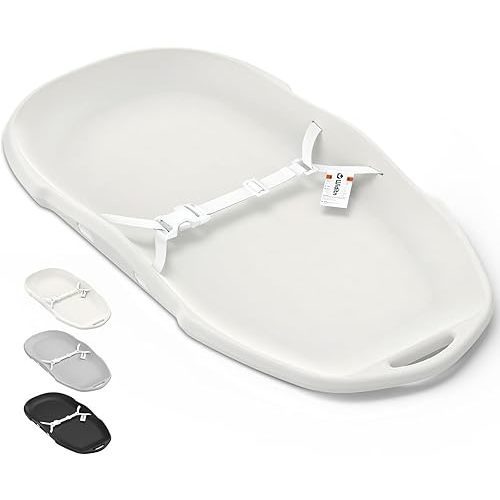 White - Baby Changing Pad, Soft & Wipe-Clean Changing Pad with Strap, EVA Waterproof Changing Table Pads for Dresser Top, Non-Slip Bottom, Lightweight, 30”×16”