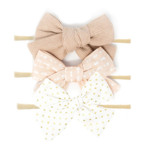 Nylon Headband Bow Set, Golden Peach