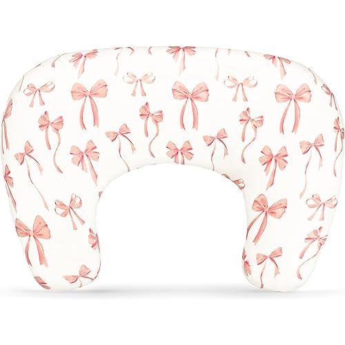DAYEEBALL New Nursing Pillow Cover, Removable New Nursing Covers for Breastfeeding Pillows, Stretchy and Soft Fit for Baby Girls Newborn, Bow(Only Cover)