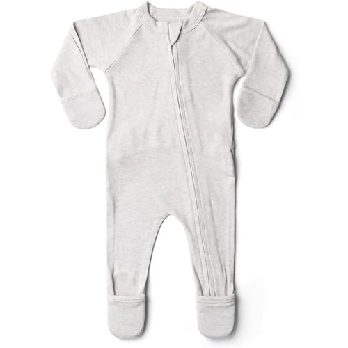 goumikids Viscose from Bamboo Organic Cotton Zipper Footies - Newborn - Storm Gray