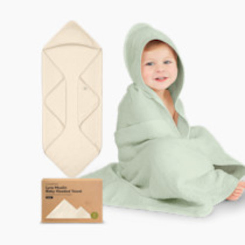 KeaBabies Muslin Hooded Towel (2 Pack) - Sprout, 2