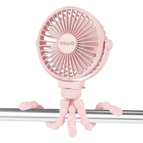 Portable Stroller Fan,With Flexible Tripod and 3 Speeds Clip On Car Seat Fan Mini Small Personal Handheld Battery Powered USB Fan, for Pram Crib Bike Treadmill Camping and Student Bed Desk