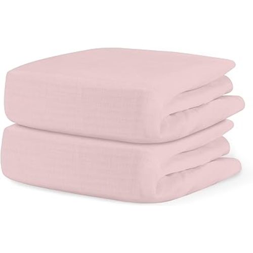 Newton Baby Organic Fitted Crib Sheets (2-Pack) - 100% Breathable and Ultra-Soft, 100% Organic Muslin Cotton, Sunrise Pink, Fits All Standard Cribs