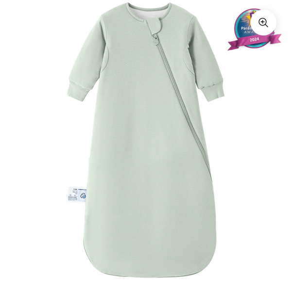 Warm Long Sleeve Sleep Sack 2.5 TOG - Organic Cotton & Camel Wool - Pea Green