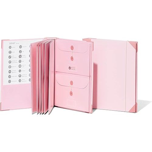Savor | 2025 Edition The Folio™ Document Organizer | Custom Dyed Cloth-Bound Expanding File for Important Papers, Passports, Birth Certificates & More | Ideal for Home Organization & Graduation Gift