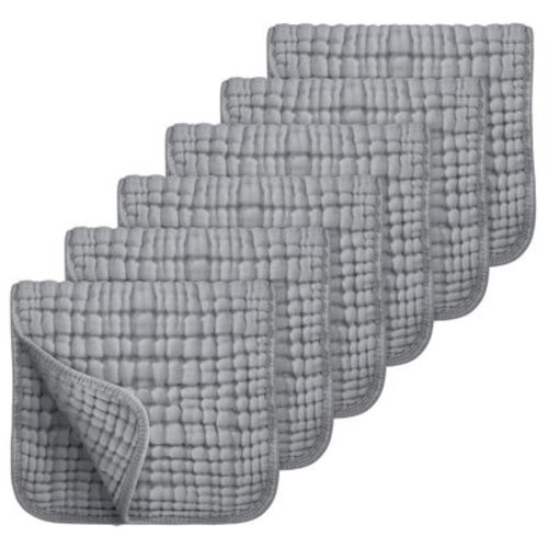 LMBKK Muslin Burp Cloths 100% Cotton Muslin Cloths Large 20''x10'' Extra Soft and Absorbent 6 Pack Baby Burping Cloth for Boys and Girls (Gray)