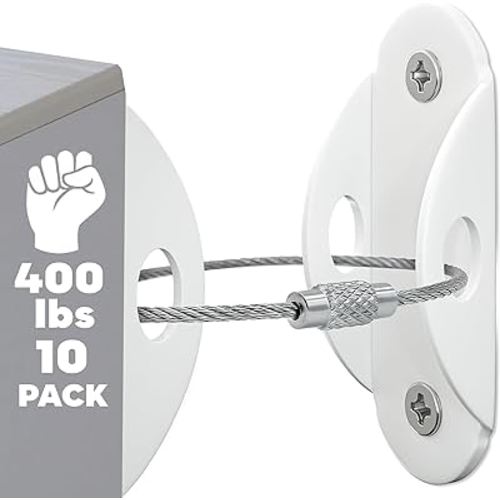 Anti Tip Furniture Anchors for Baby Proofing Premium Quality Upgraded Furniture Wall Anchors can Handle 400lbs Tension - Earthquake, Storm Resistant & Pet Safety Furniture Straps